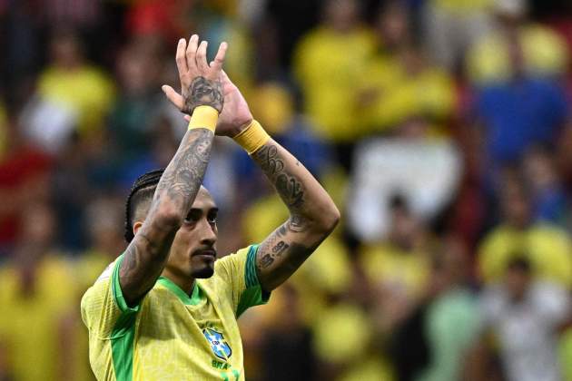 Raphinha celebra la victòria del Brasil contra Colòmbia / Foto: EFE Raphinha celebra la victòria del Brasil contra Colòmbia / Foto: EFE
