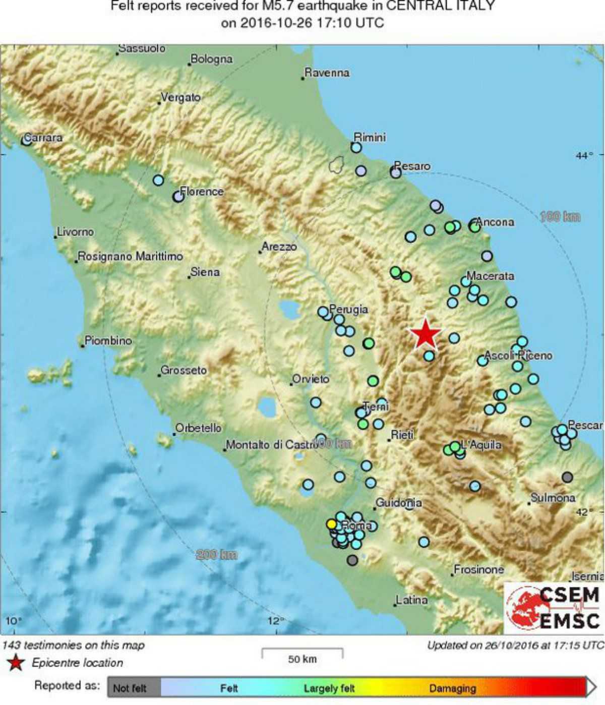 Tres forts terratrèmols sotraguen el centre d'Itàlia