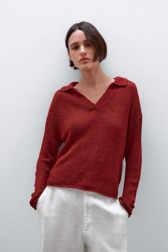 Jersey punto cuello polo 100% lino1