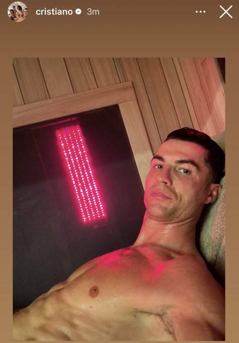 Cristiano Ronaldo a la sauna, Instragram Cristiano Ronaldo a la sauna, Instragram