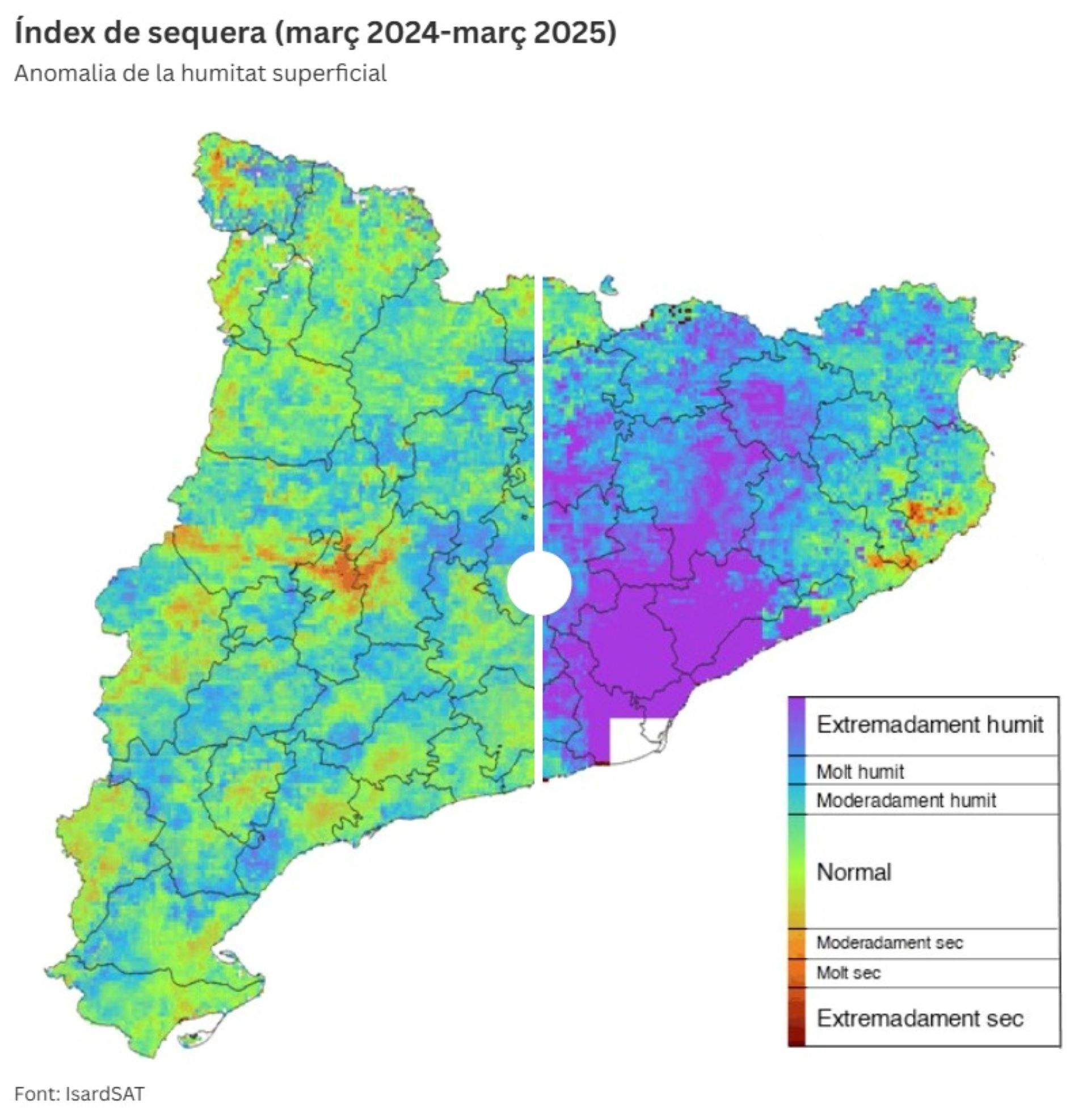 Més dades de satèl·lit confirmen la recuperació de la sequera a Catalunya