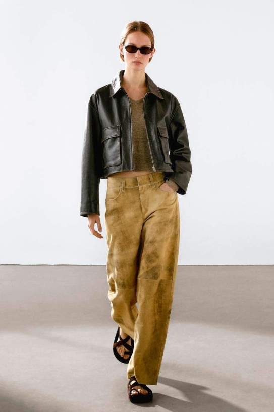 Pantalón efecto desgastado piel ante1