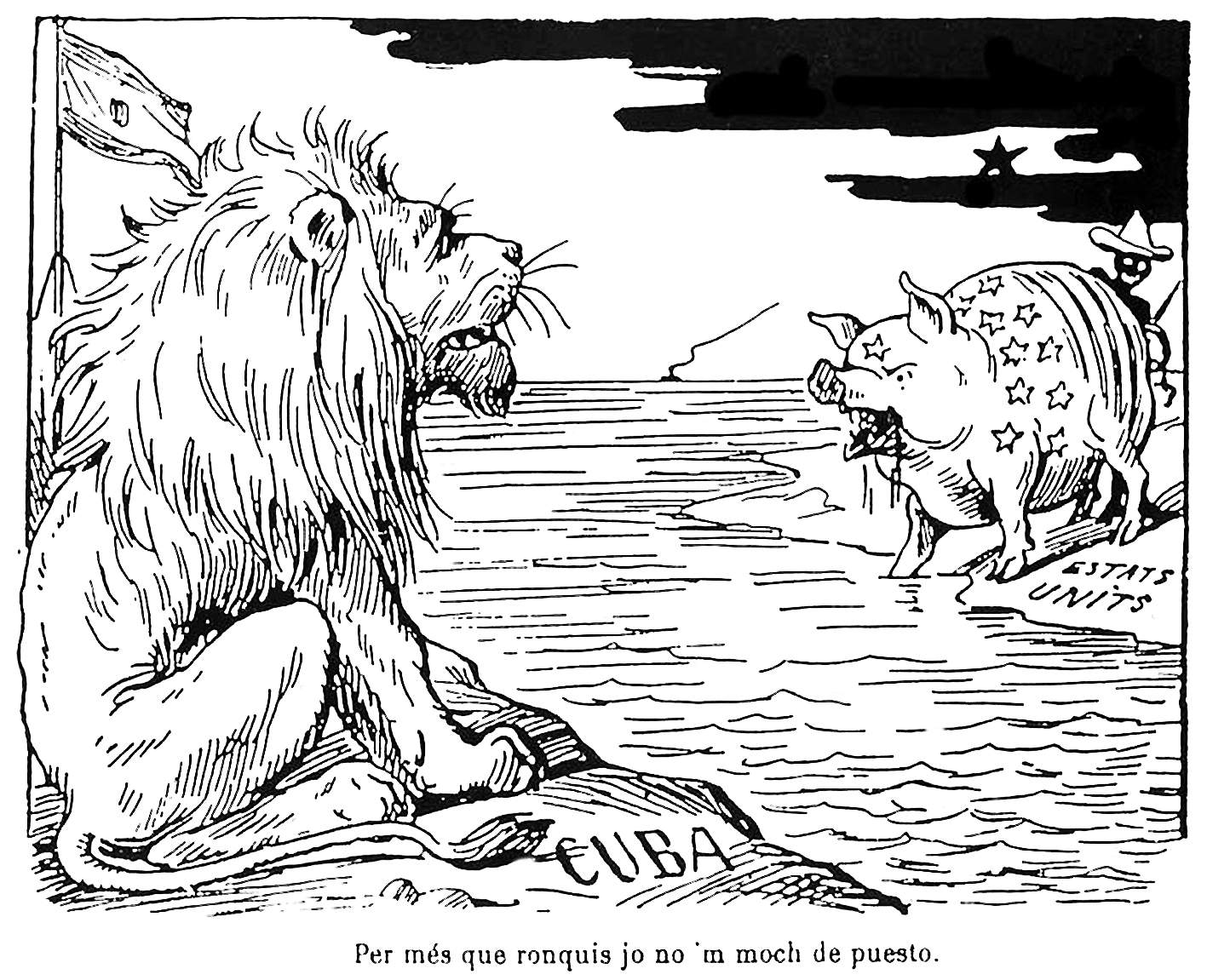Ilustración en 'La Campana de Gràcia' sobre la guerra de Cuba Ilustración en 'La Campana de Gràcia' sobre la guerra de Cuba