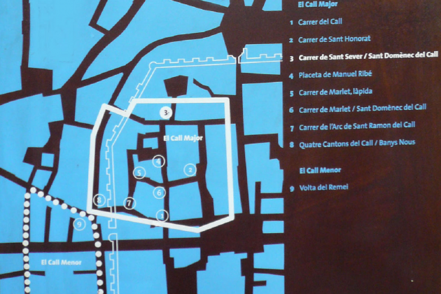 Plano de la Judería Mayor y de la Judería Menor de Barcelona. Fuente Wikipedia