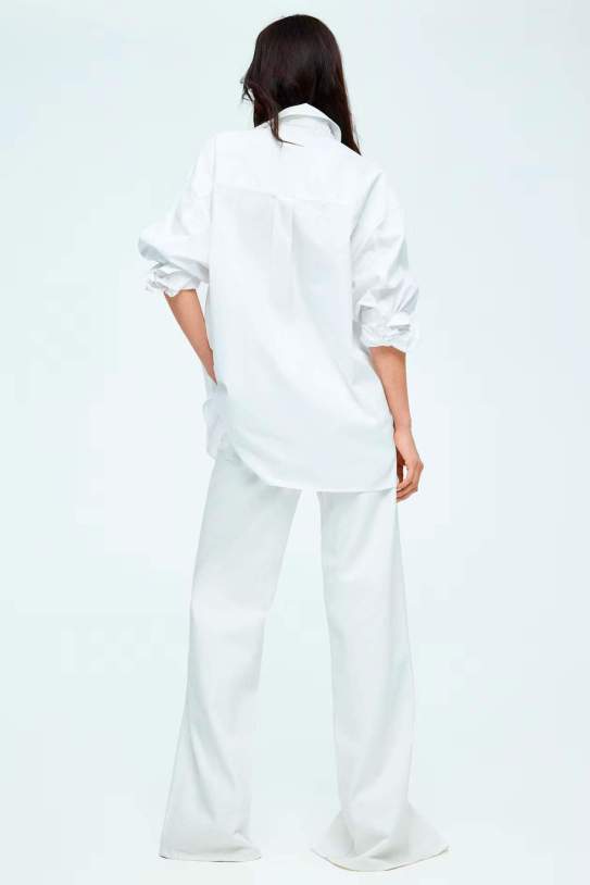 Camisa de algodón con lazada Camisa de algodón con lazada
