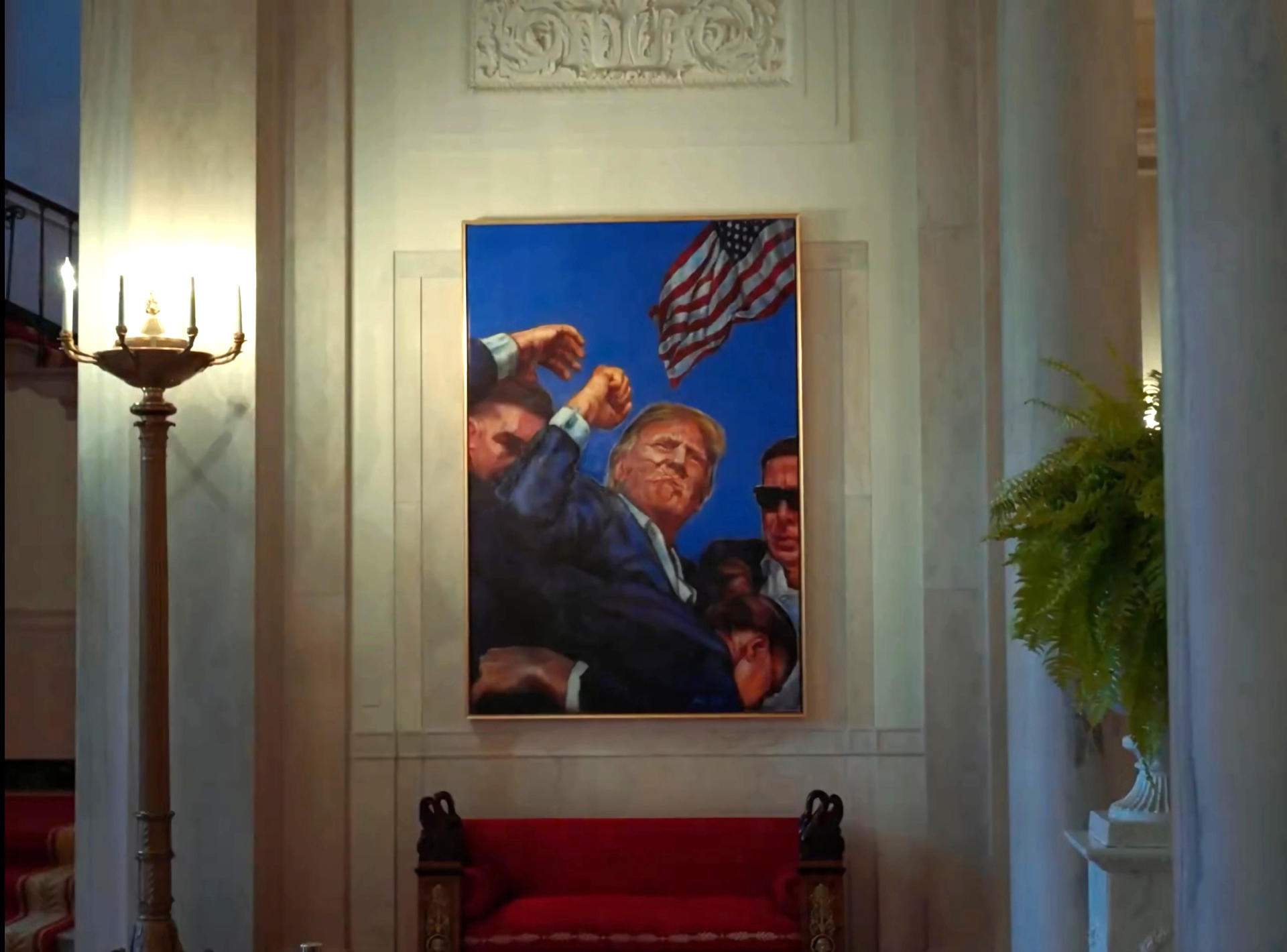 La Casa Blanca cuelga un cuadro del intento de asesinato a Trump y retira el retrato de Obama