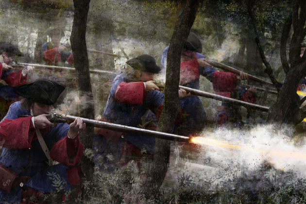 Batalla de Talamanca, la darrera victoria militar catalana a la Guerra de Successió. Representació contemporània dels fusellers catalans. Font Devolució
