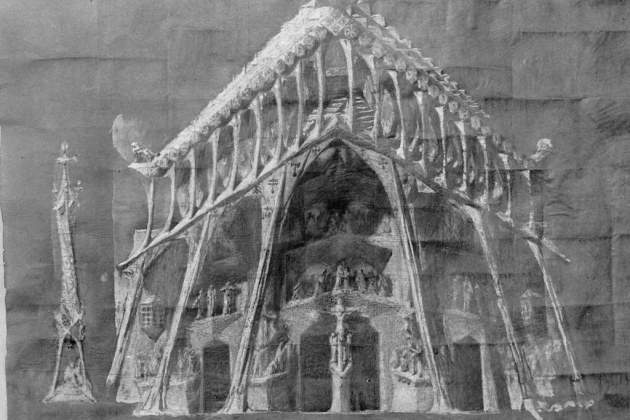 Dibujo original del porche de la fachada de la Pasión, publicado en la revista El Propagador el 1917 Autor Antoni Gaudí Dibujo original del porche de la fachada de la Pasión, publicado en la revista El Propagador el 1917 Autor Antoni Gaudí