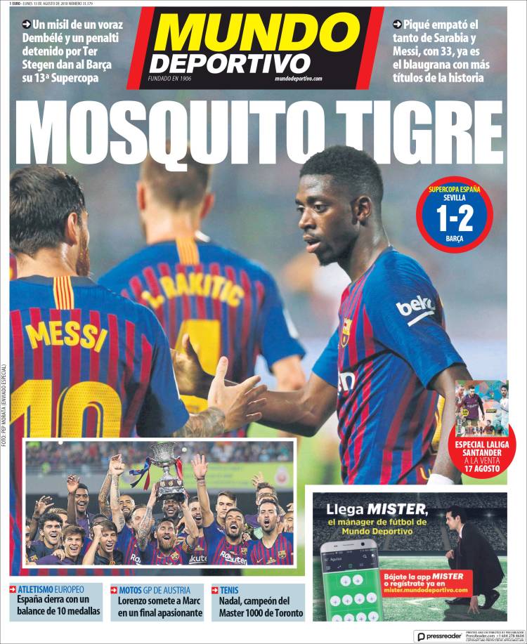 Mundo Deportivo Portada 13 08 2018