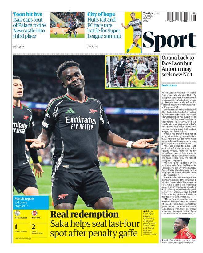 The Guardian Sport Portada 17 04 2025 The Guardian Sport Portada 17 04 2025