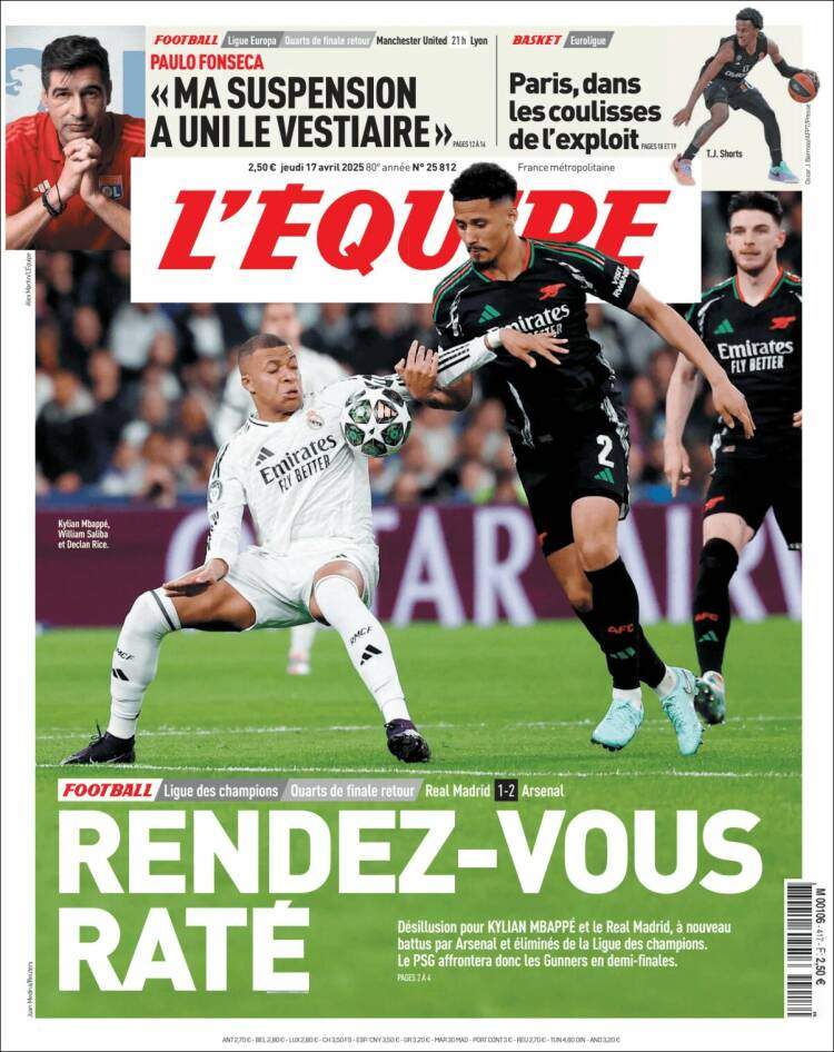 El Équipe Portada 17 04 2025 El Équipe Portada 17 04 2025