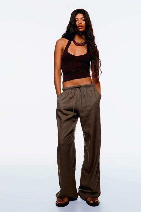 Pantalón con lino goma cintura1 Pantalón con lino goma cintura1