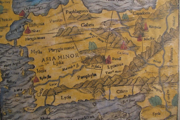 Mapa de la península de Anatolia (Siglo XV). Fuente: Wikipedia