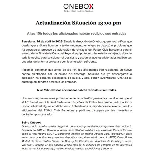 Comunicado OneBox