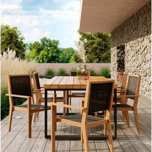 Conjunto de muebles de jardín Bermeo de teca y aluminio para 6 comensales1