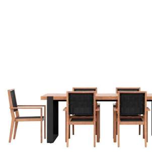 Conjunto de muebles de jardín Bermeo de teca y aluminio para 6 comensales