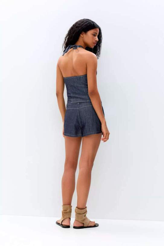 Top denim cremallera