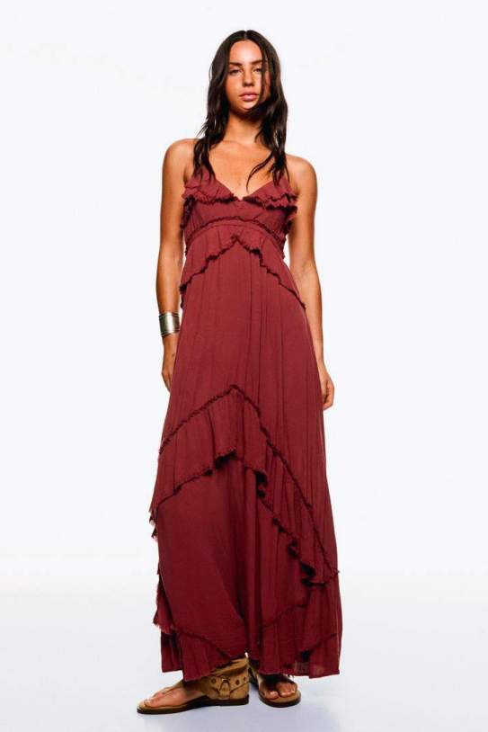Vestido maxi textura volantes1 Vestido maxi textura volantes1
