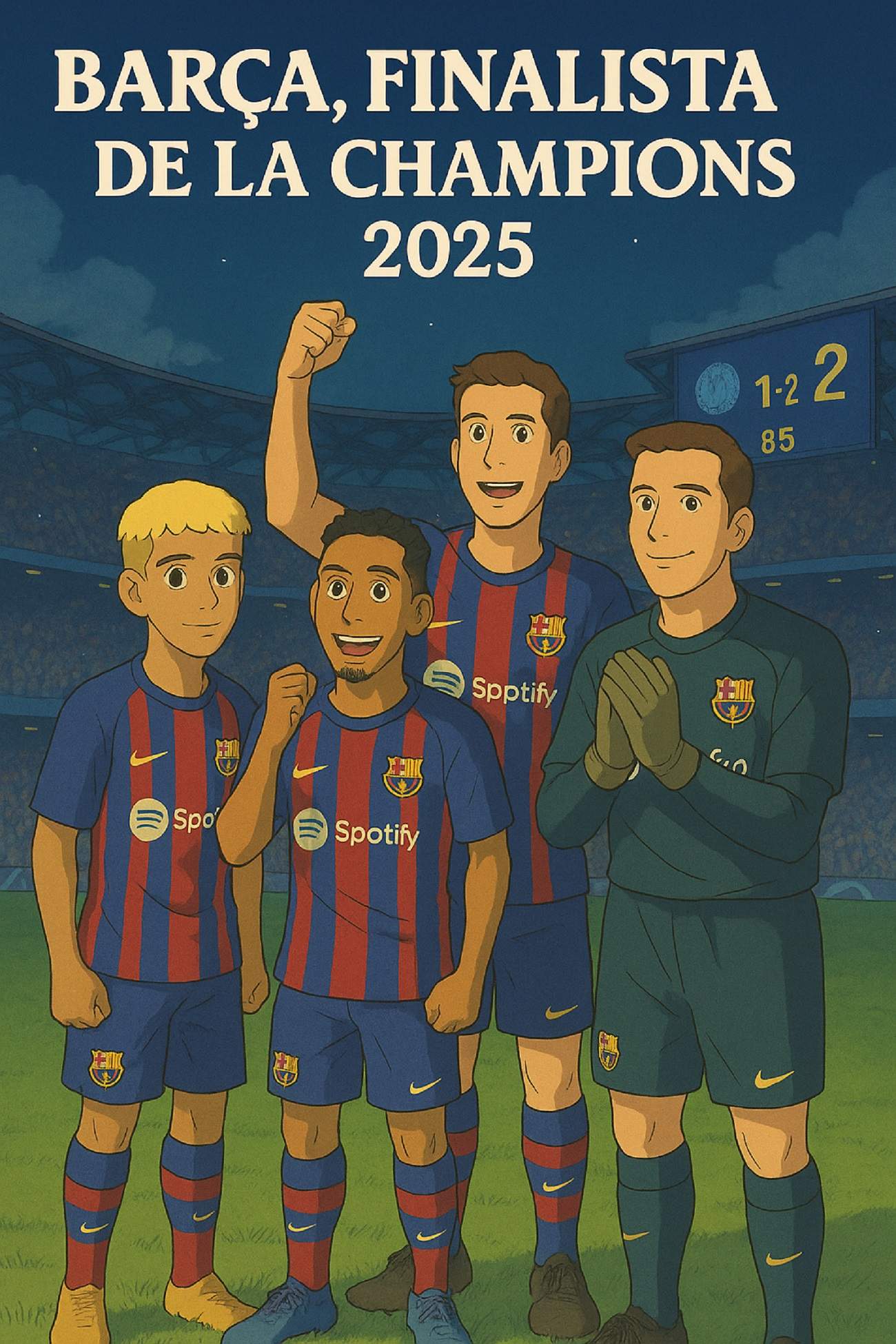 Lamine Yamal Raphinha Lewandowski Szczesny Barça finalista Champions League estil Studio Ghibli / Foto: ChatGPT Lamine Yamal Raphinha Lewandowski Szczesny Barça finalista Champions League estil Studio Ghibli / Foto: ChatGPT