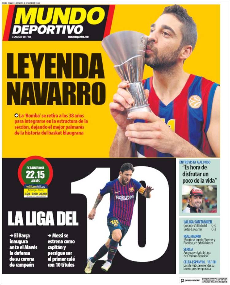 Mundo Deportivo Portada 18 08 2018 Mundo Deportivo Portada 18 08 2018