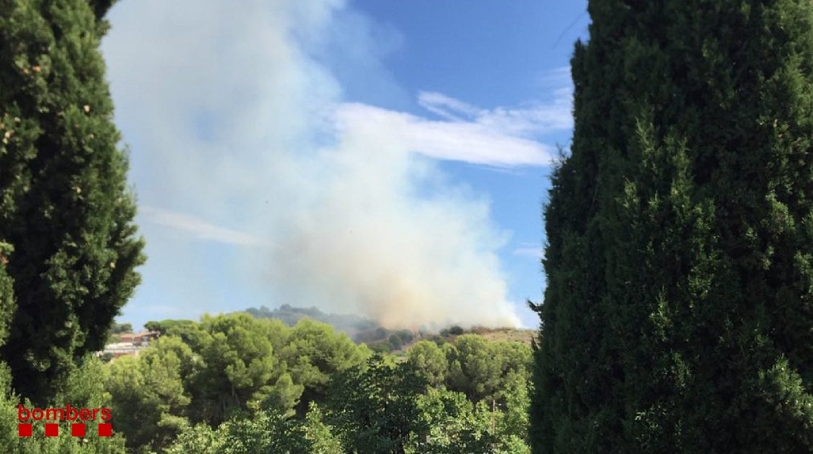 Incendio en la colina de Boscà de Badalona