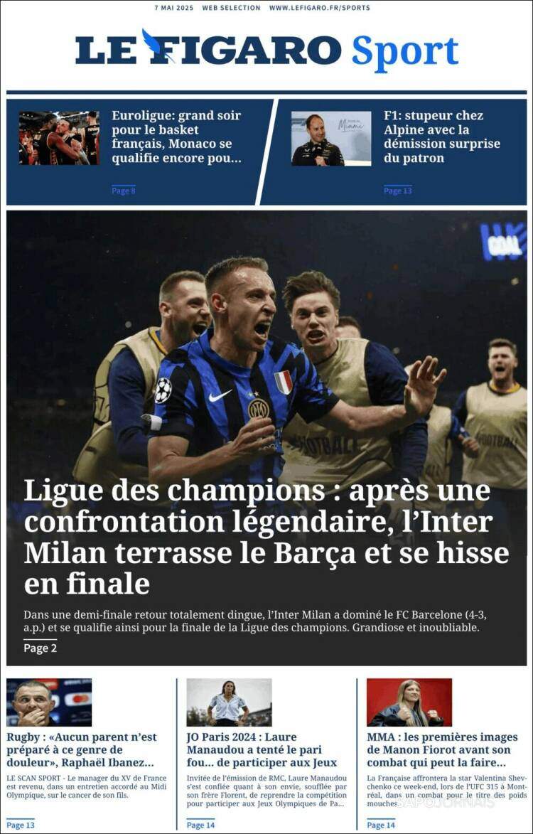 Le Figaro Sport Portada 07 05 2025 Le Figaro Sport Portada 07 05 2025
