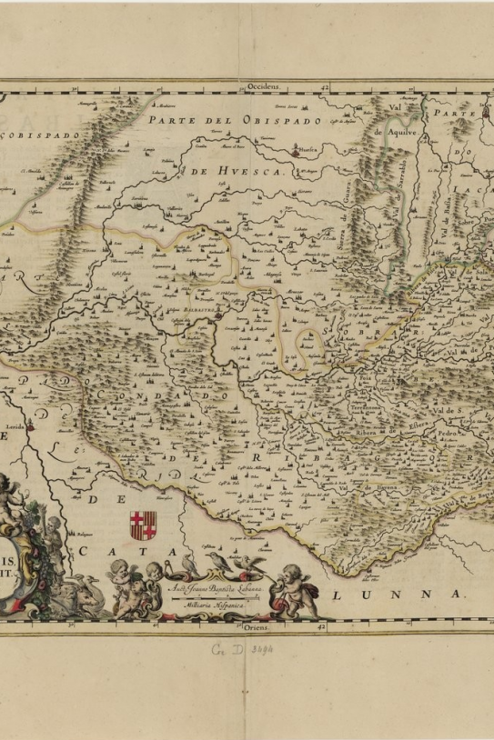 Mapa de los condados de la Ribagorça y Sobrarb (1620). Fuente Bibliotheque National de France