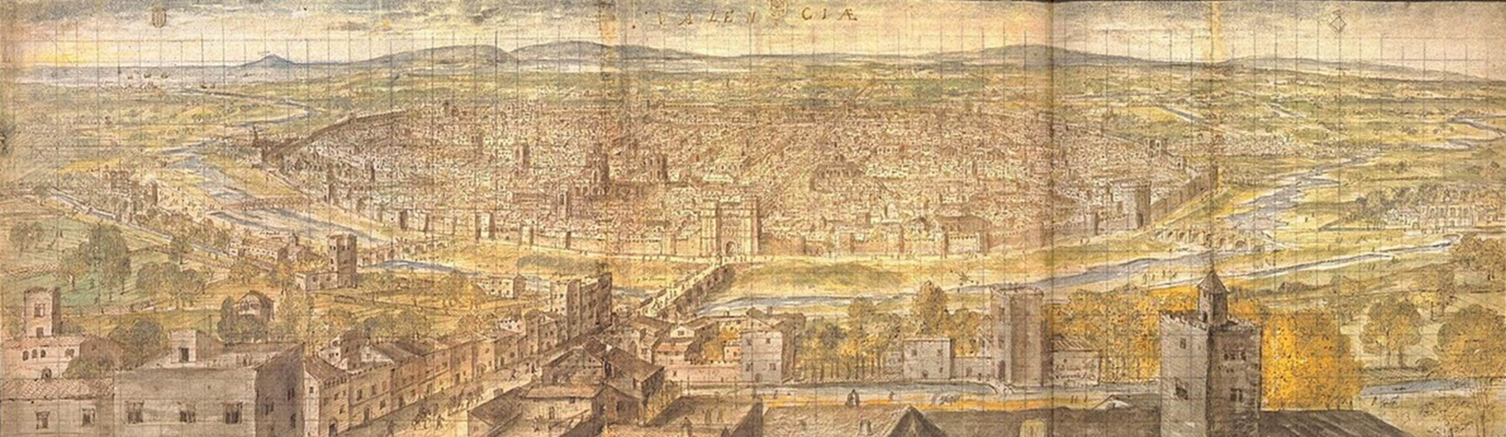 Representació de València a mitjans del segle XVI. Font Arxiu Nacional d'Àustria. Viena