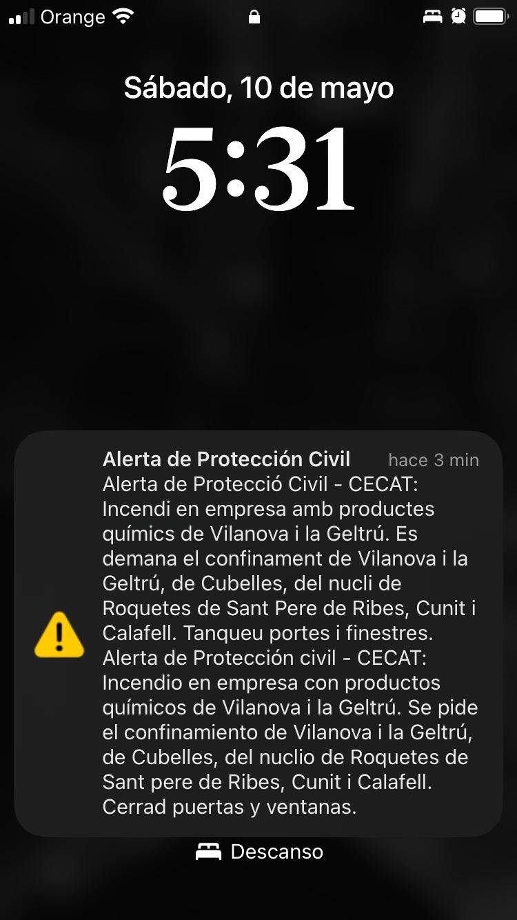 El mensaje en el móvil enviado los ciudadanos por Protección Civil El mensaje en el móvil enviado los ciudadanos por Protección Civil