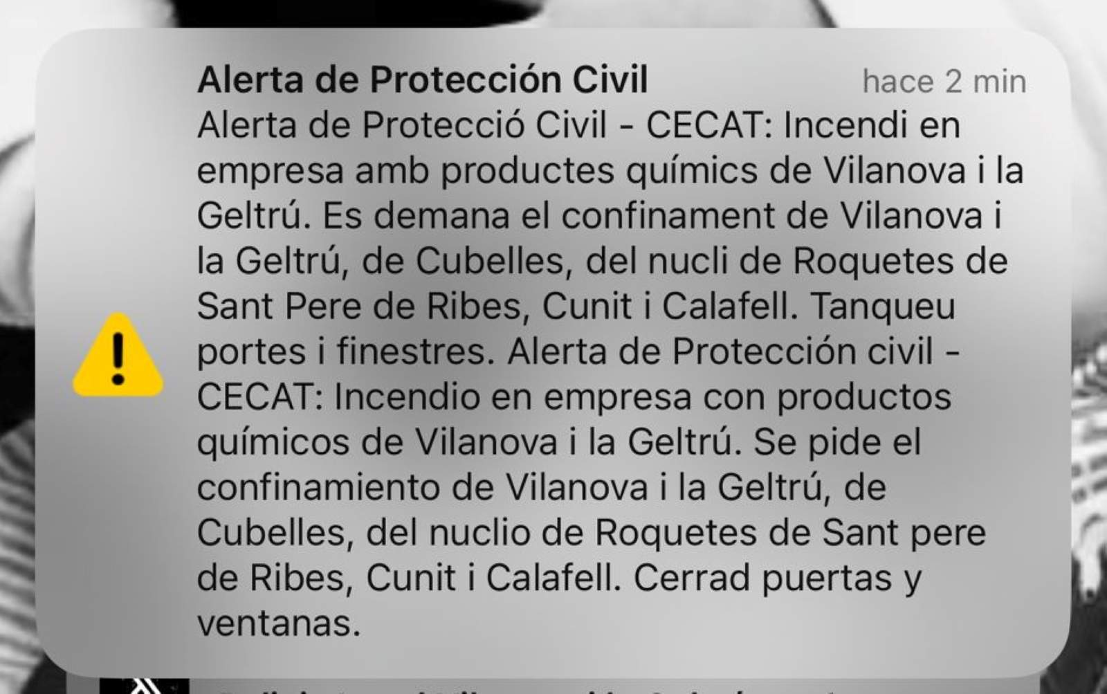 Vecinos de la zona afectada por la nube tóxica avisan de que no han recibido la alerta en el móvil
