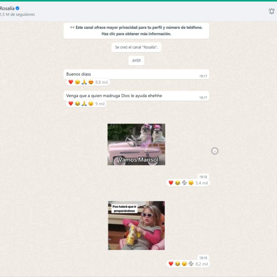 Conversa Rosalía canal de difusió   WhattsApp