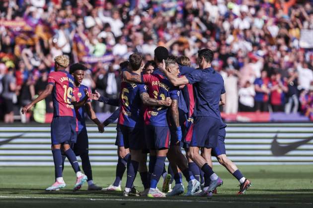 El Barça celebra un gol a Montjuïc / Foto: Europa Press