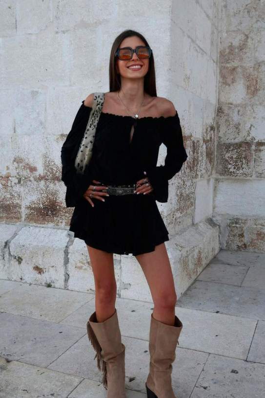 Vestido manga larga mini boho1 Vestido manga larga mini boho1