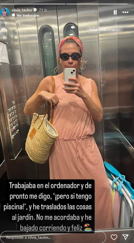 Silvia Taulés baixa la gandula a la piscina, Instagram