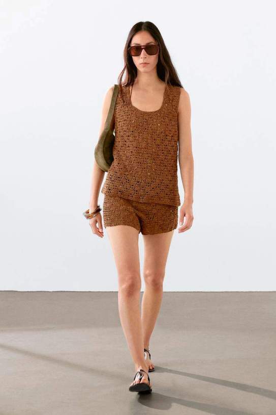 Pantalón short crochet piel ante1 Pantalón short crochet piel ante1