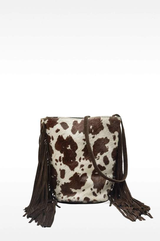 Bolso bombonera de piel con flecos Bolso bombonera de piel con flecos