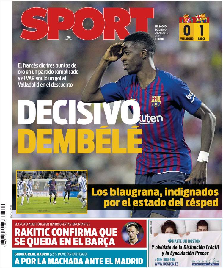 Sport Portada 26 08 2018 Sport Portada 26 08 2018