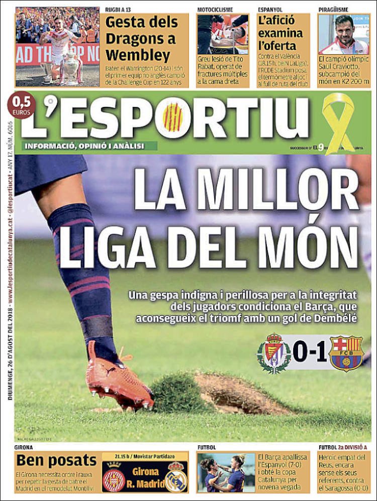 L'Esportiu Portada 26 08 2018 L'Esportiu Portada 26 08 2018