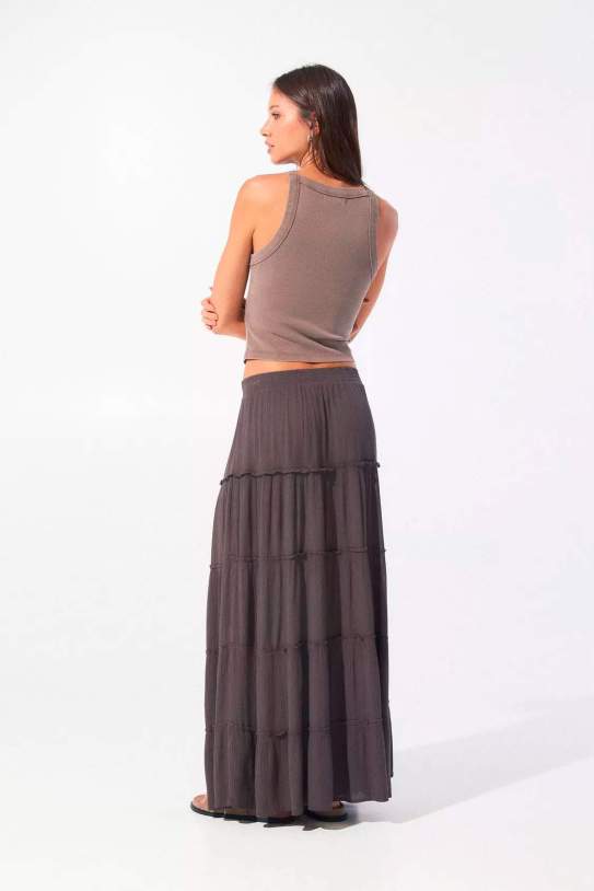 Faldilla|Falda midi plafons|panells cintura elàstica Faldilla|Falda midi plafons|panells cintura elàstica