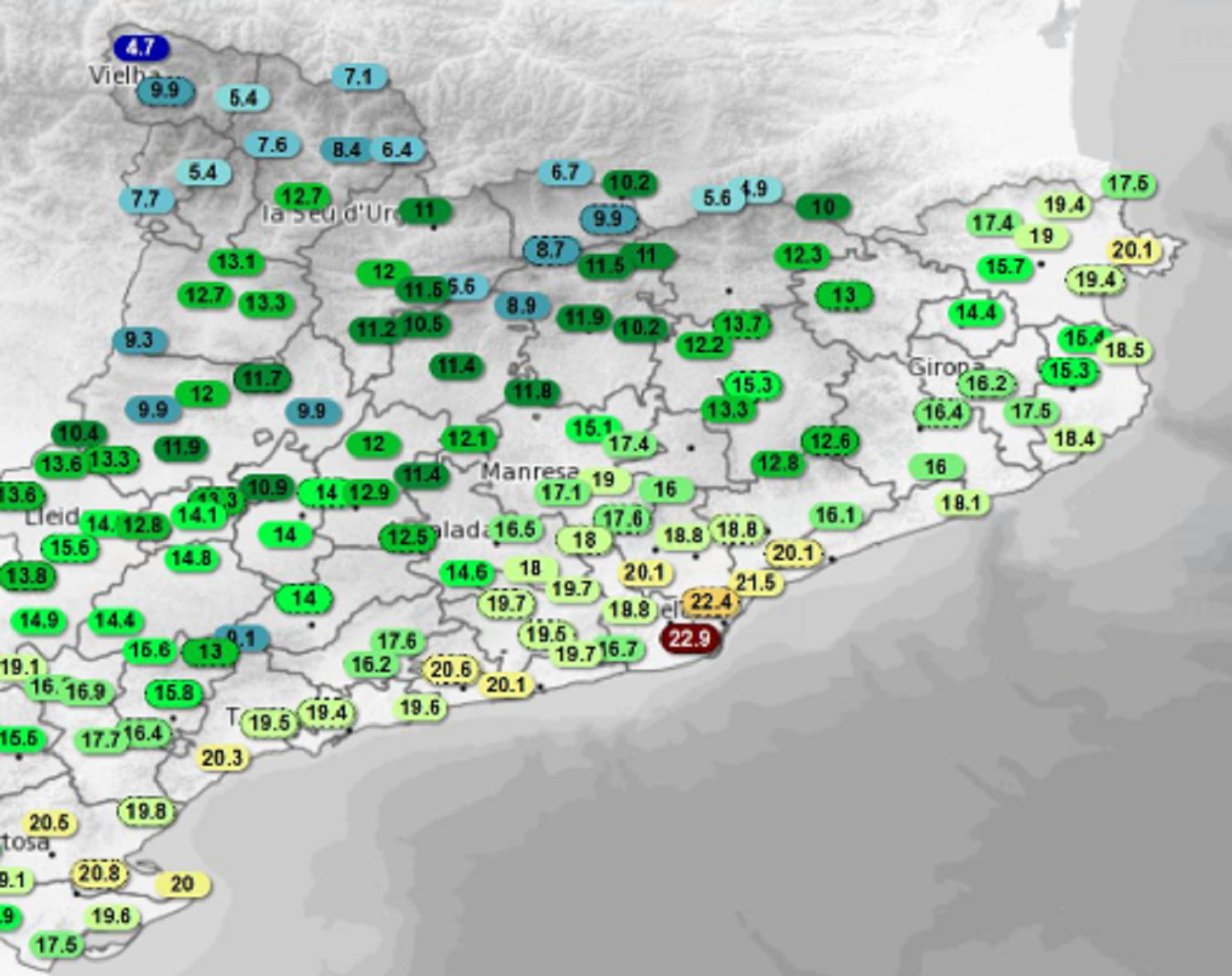 Baixada generalitzada de les temperatures arreu del país