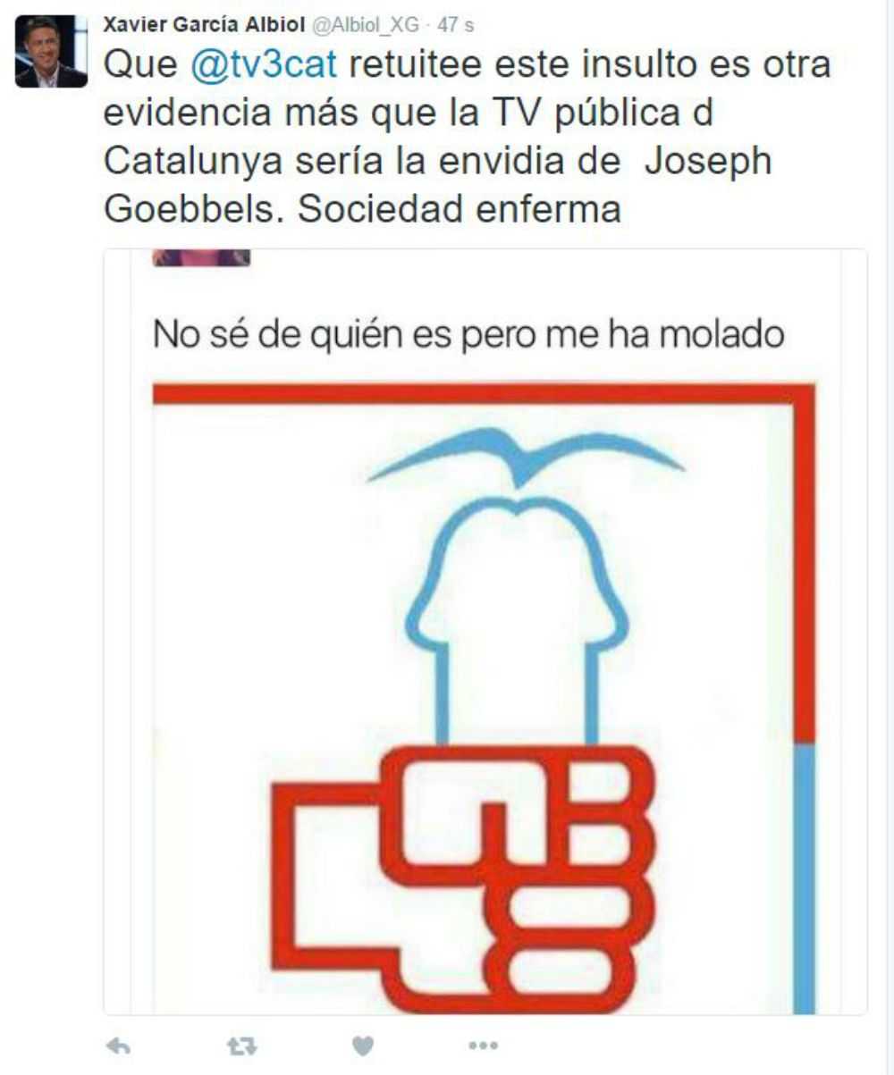 Albiol equipara a TV3 con la propaganda nazi