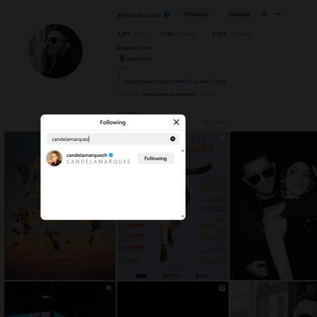 Alejandro Sanz segueix a Candela Márquez / Instagram Alejandro Sanz segueix a Candela Márquez / Instagram