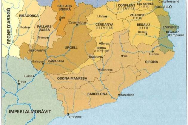 Els comtats en l'orbita de Barcelona i Urgell poc abans de la restauració de la diocesi ilerdense. Font Enciclopèdia Catalana (1) Els comtats en l'orbita de Barcelona i Urgell poc abans de la restauració de la diocesi ilerdense. Font Enciclopèdia Catalana (1)