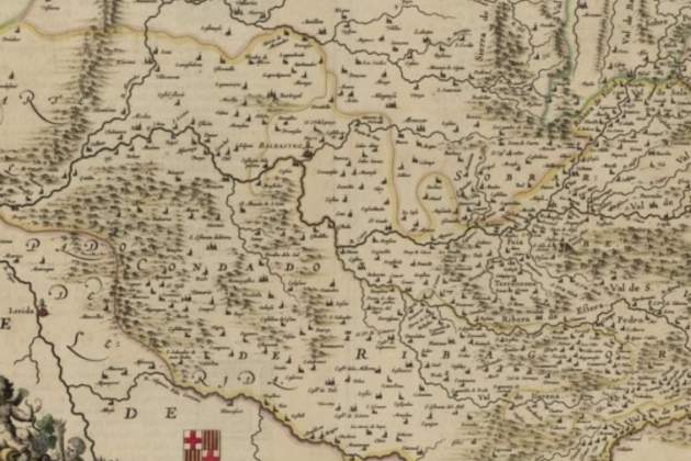 Mapa del comtat de la Ribagorça en la seva màxima expansió territorial (1620) / Font: Cartoteca de Catalunya Mapa del comtat de la Ribagorça en la seva màxima expansió territorial (1620) / Font: Cartoteca de Catalunya