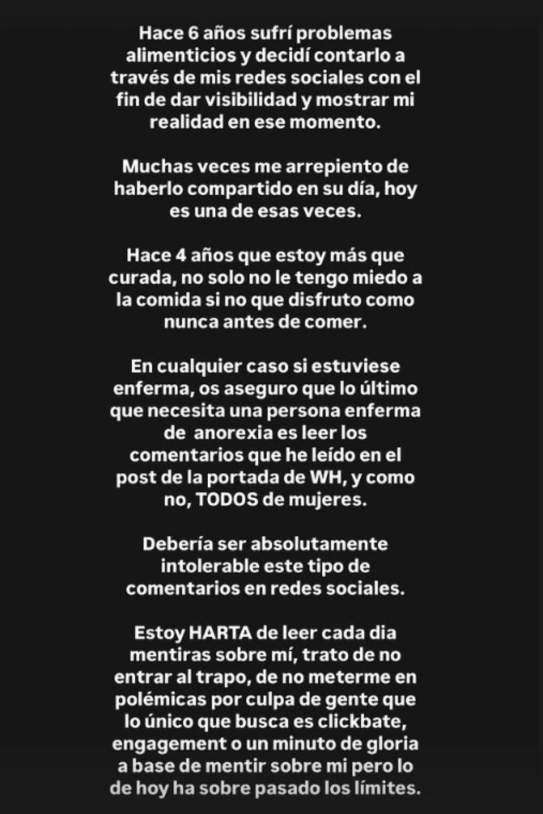 Resposta de Violeta Mangriñán a les crítiques Instagram Resposta de Violeta Mangriñán a les crítiques Instagram