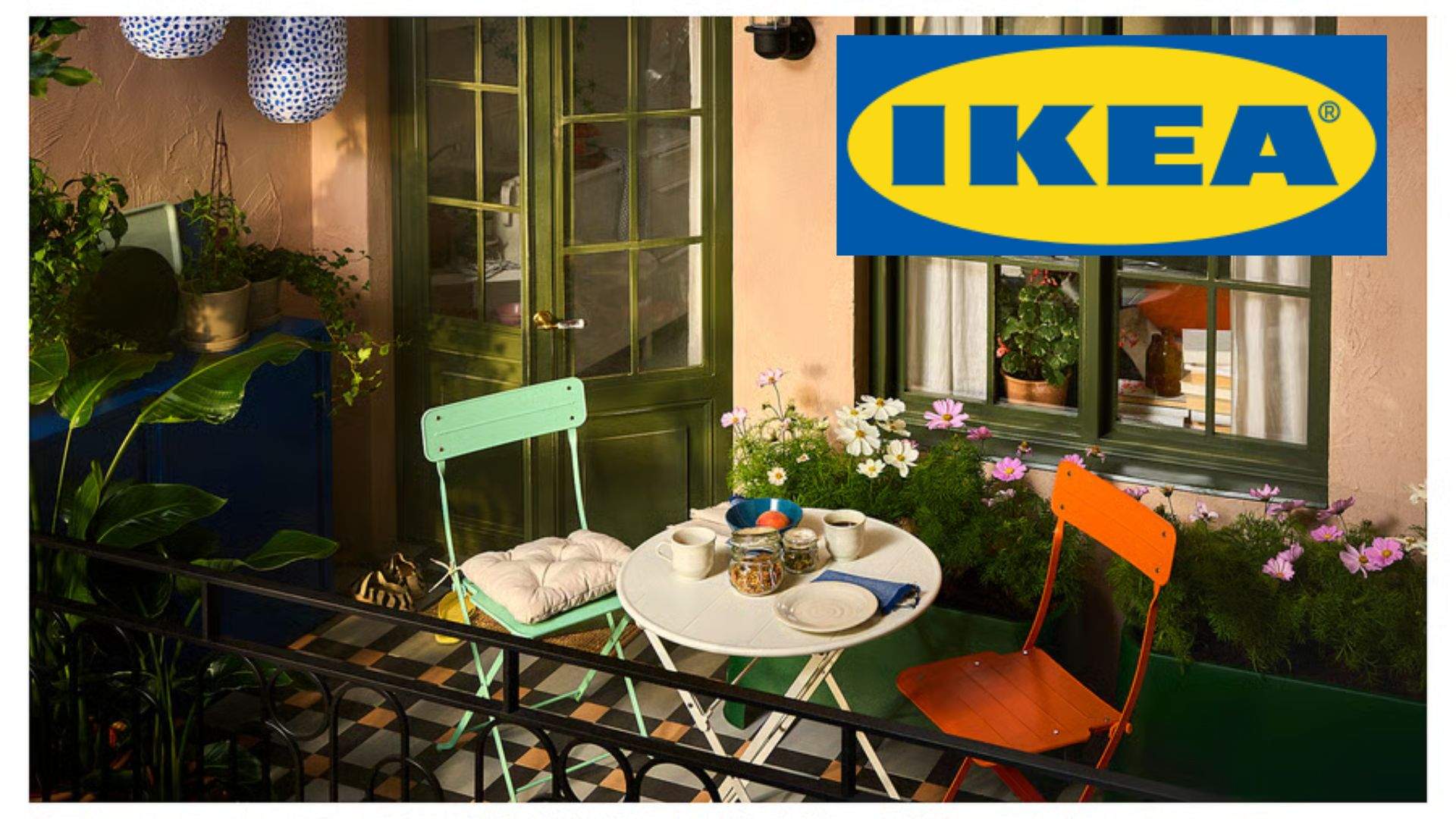 La taula i cadires perfecta per a balcons petits, ara, a Ikea en color taronja