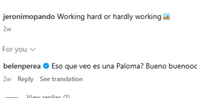 Comentario Belén Perea Jeronimo Pando Instagram Comentario Belén Perea Jeronimo Pando Instagram