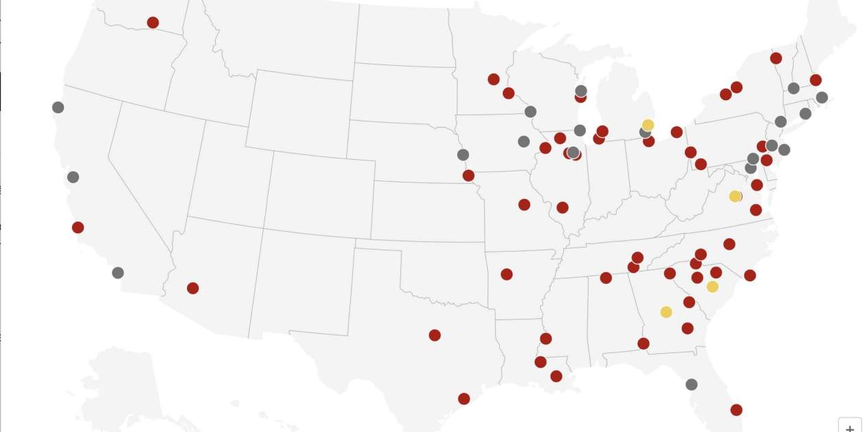 Mapa de les centrals nuclears presents als Estats Units Mapa de les centrals nuclears presents als Estats Units