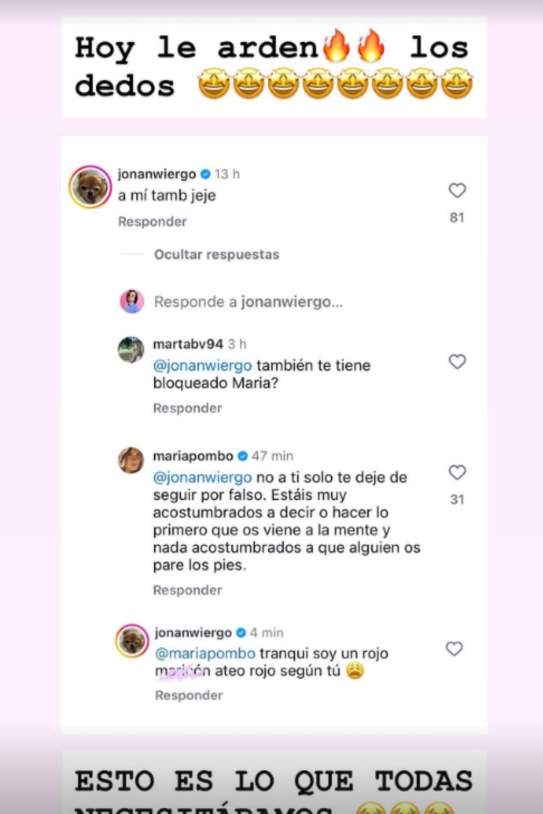 María Pombo Jonan Wiergo polèmica xarxes Instagram María Pombo Jonan Wiergo polèmica xarxes Instagram