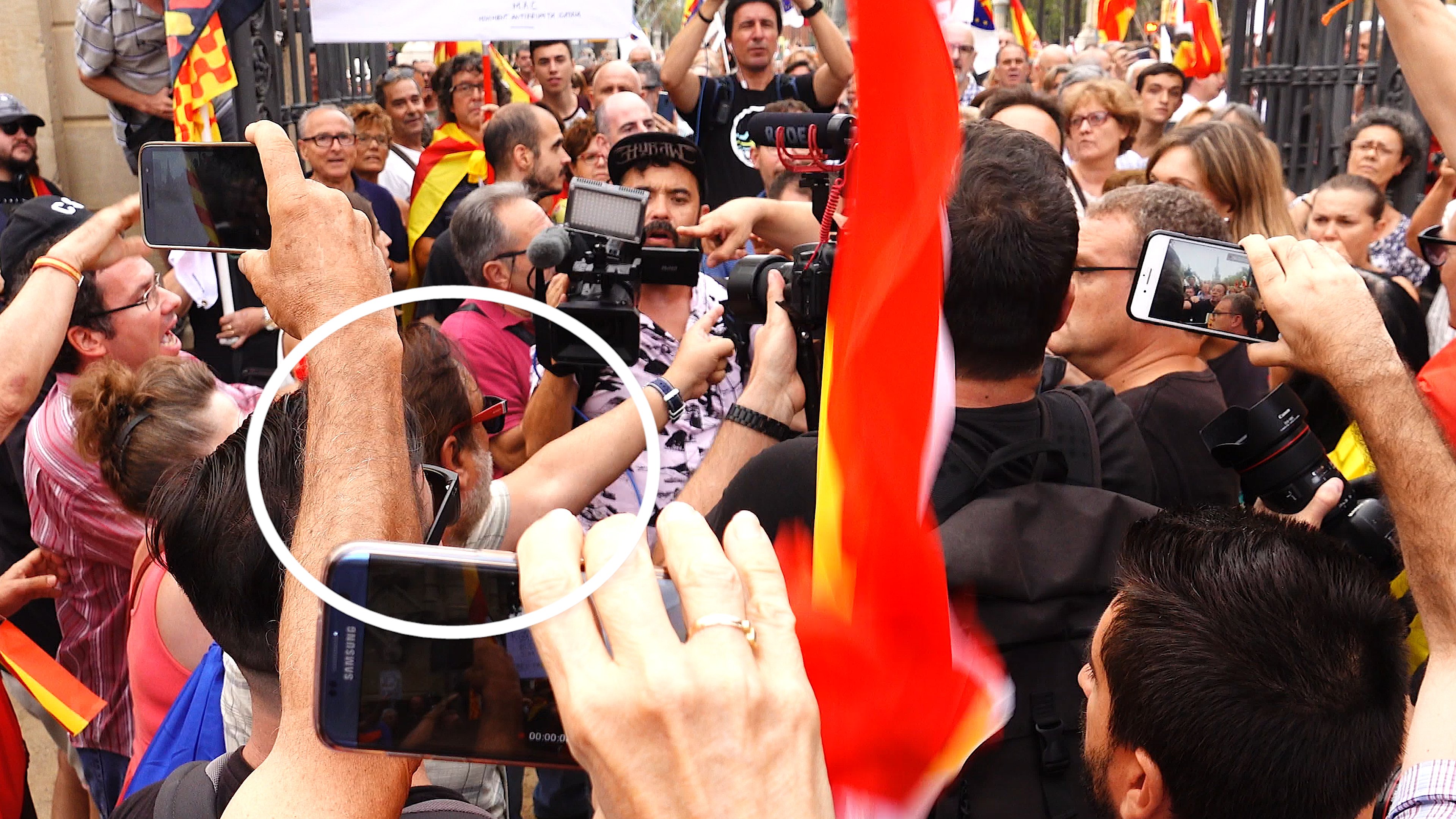 Vídeo: Un exconcejal de Cs, entre los que increparon al cámara de Telemadrid